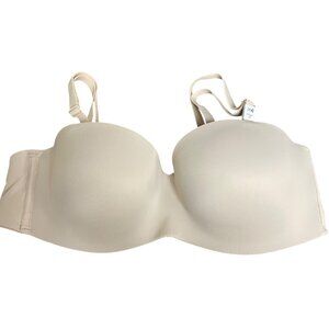 PINK Victoria's Secret Strapless Push Up Bra Cream Tan Neutral Sz 36C